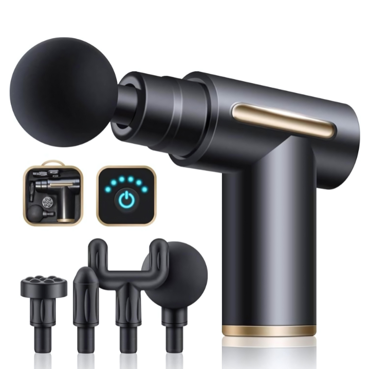 Deep Tissue Massage Gun – Percussion Muscle Massager with Multiple Heads & Adjustable Speeds