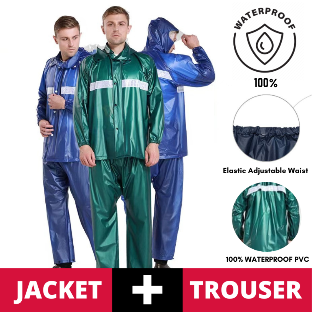Unisex Green PVC Rain Suit – 100% Waterproof Full-Body Outdoor Gear
